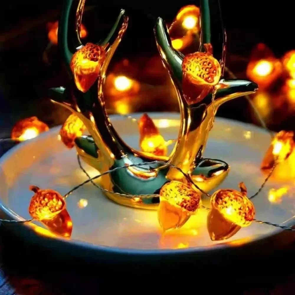 Водонепроницаемая LED-гирлянда «Жёлуди» 3D для осеннего декора